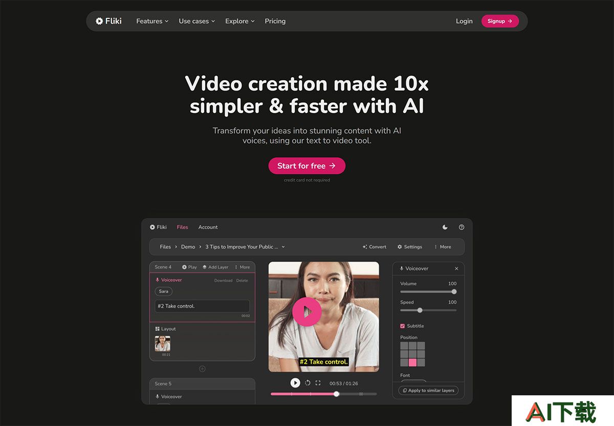 Fliki(图1) Fliki---Video-creation-made-10x-simpler-&-faster-with-AI---fliki.jpg